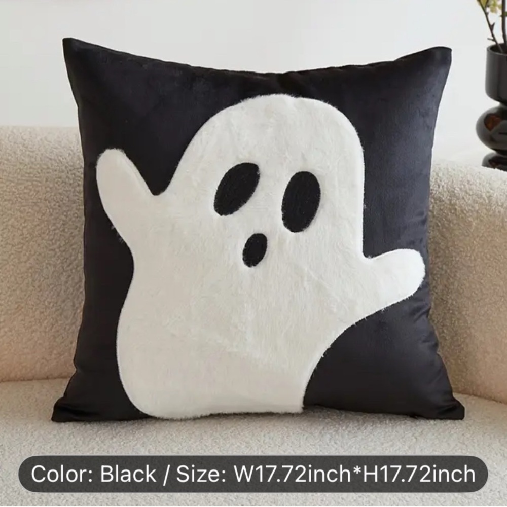 Black and White Ghost Pillow Cover